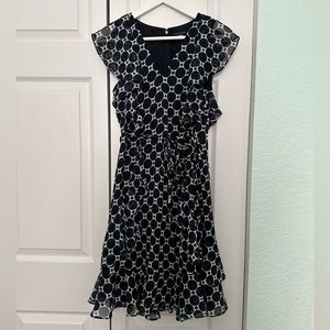 Tommy Hilfiger pattern navy and white Ruffle Dress
